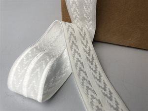 Elastik - hvid med zig zag, 25 mm